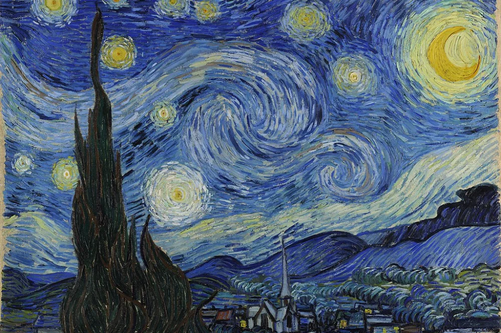 van gogh painting starry night using impasto painting technique