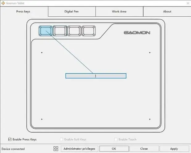 Gaomon S620 drawing tablet settings and drivers