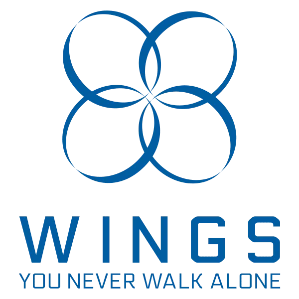 BTS 2nd wings logo with 4 blue circles