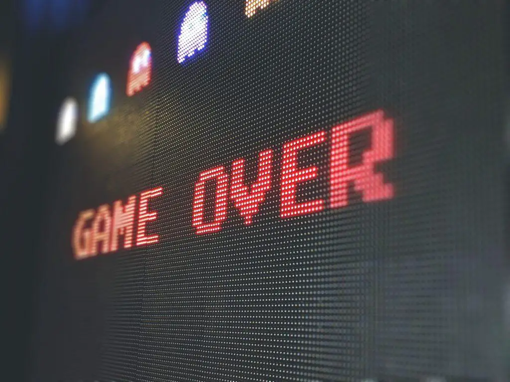 PACMAN video game displaying GAME OVER text