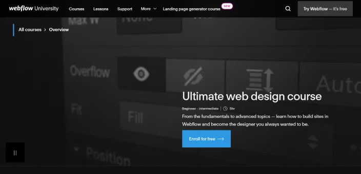 Webflow University’s Ultimate Web Design Course