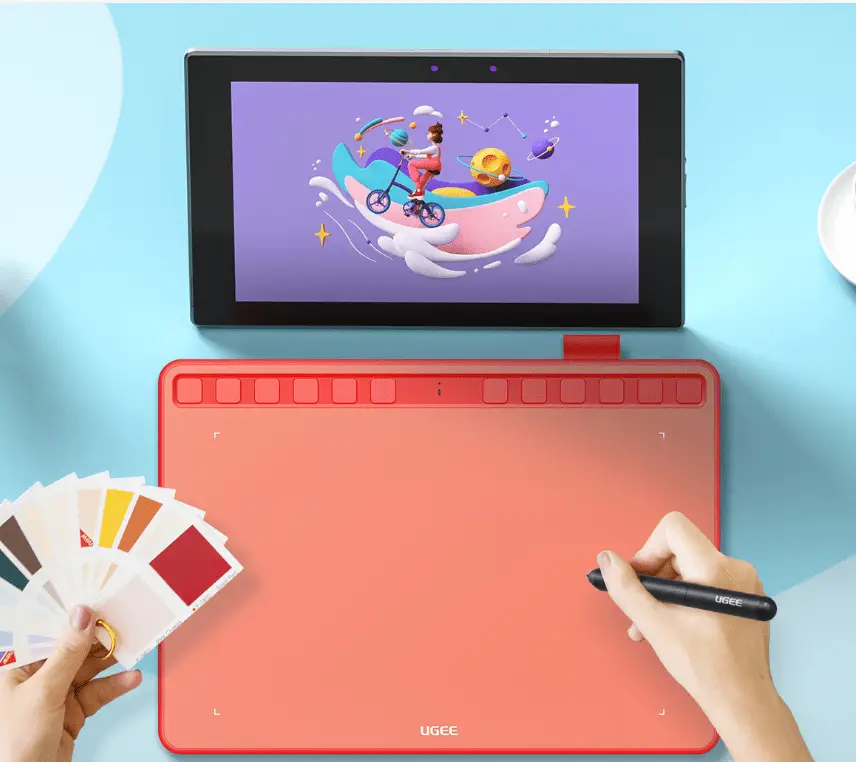 drawing tablet with drawing software open on computer