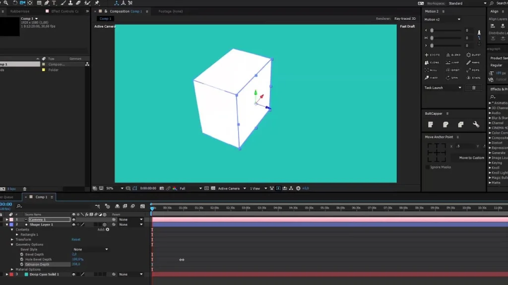 animating a 3d box in after effects 