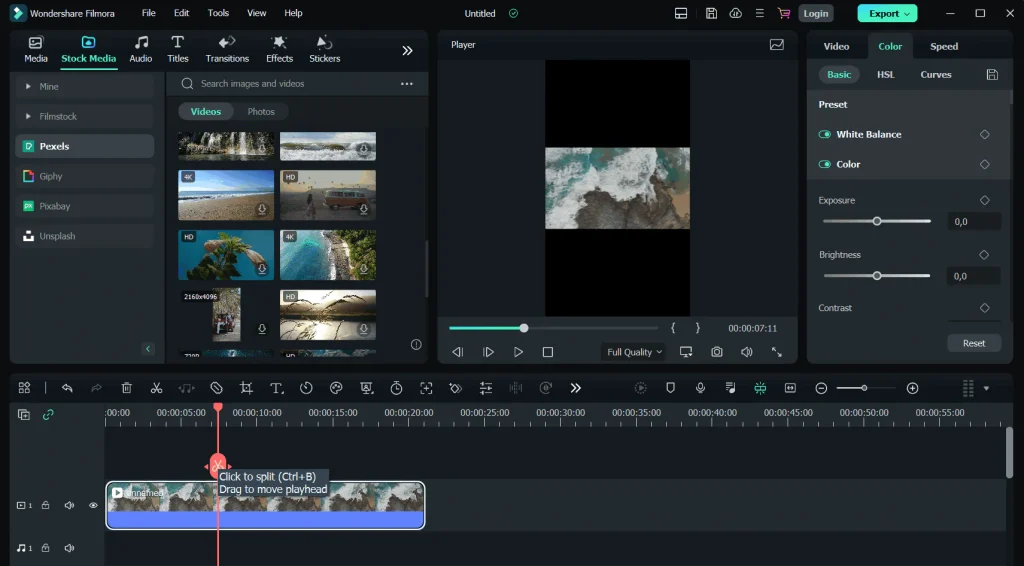 Interface of WonderShare Filmora video editing software for YouTubers