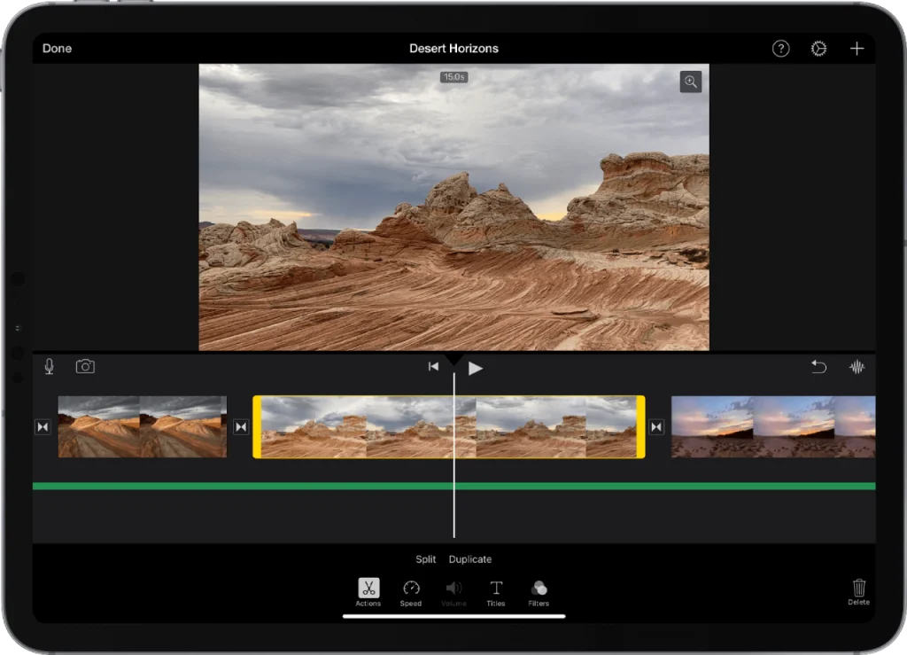 Apple iMovie interface on iPad