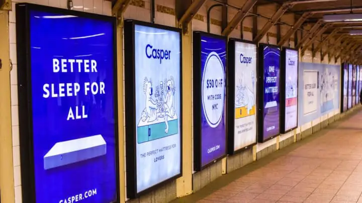 Casper advertisment boards inside subway station