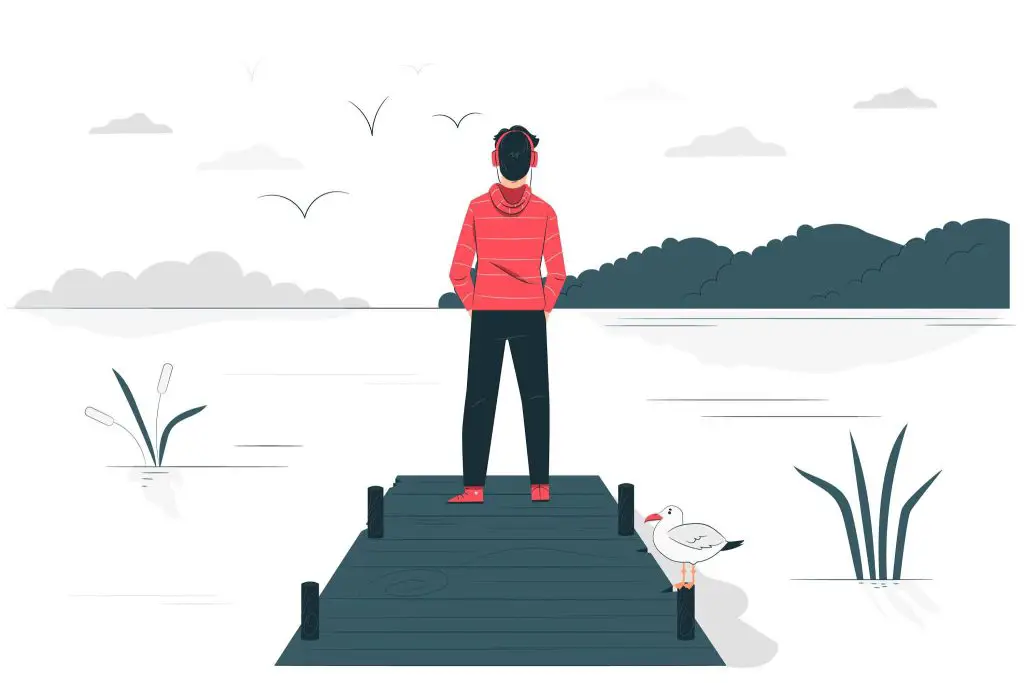 animation of person standing on shore infront of a sea
