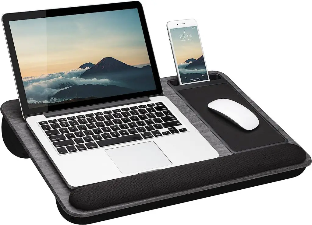 Laptop lap desk with mouse and phone holder