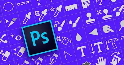 Illustration of Photoshop logo with its tools