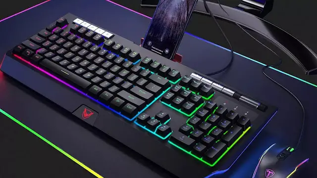 Gaming keyboard and mouse with rgb colors and lighting