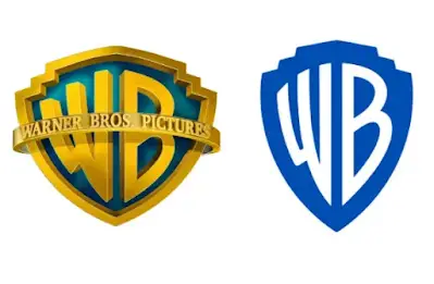 Warner Bros. (WB) logo before (left) and after (right)