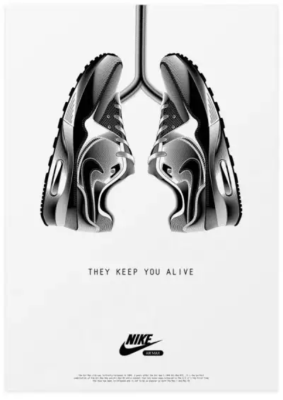 Nike running shoes displayed as lungs