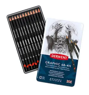 Derwent graphic pencils from 6B to 4H