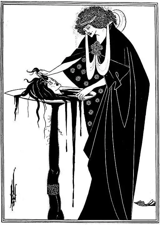 Artwork done for Salome, a one-act tragedy, by Oscar Wilde featuring an illustration made by Aubrey Beardsley (1894) 