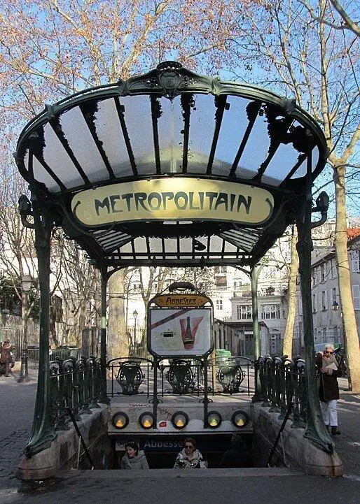 Entrance of the Paris metro station Abbesses, signage designed by Hector Guimard