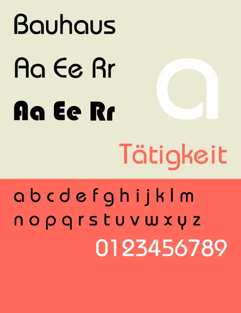 A sample of the Bauhaus and Bauhaus 93 font that was inspired by Bayer's 1925 experimental Universal font