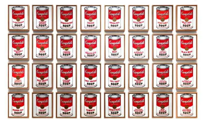 Packaging design for Cambell's Soup Cans' by Andy Warhol