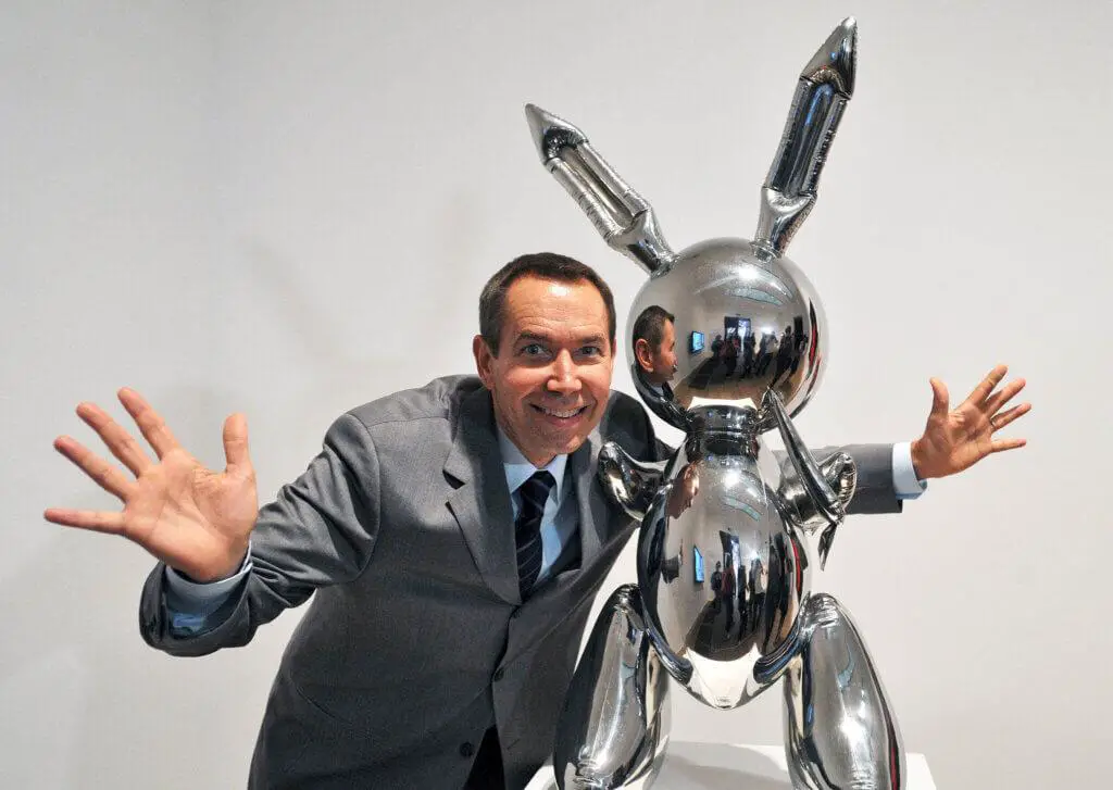 Jeff Koons with his Rabbit sculpture