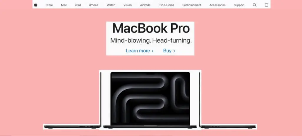 Apple Homepage white space highlighted