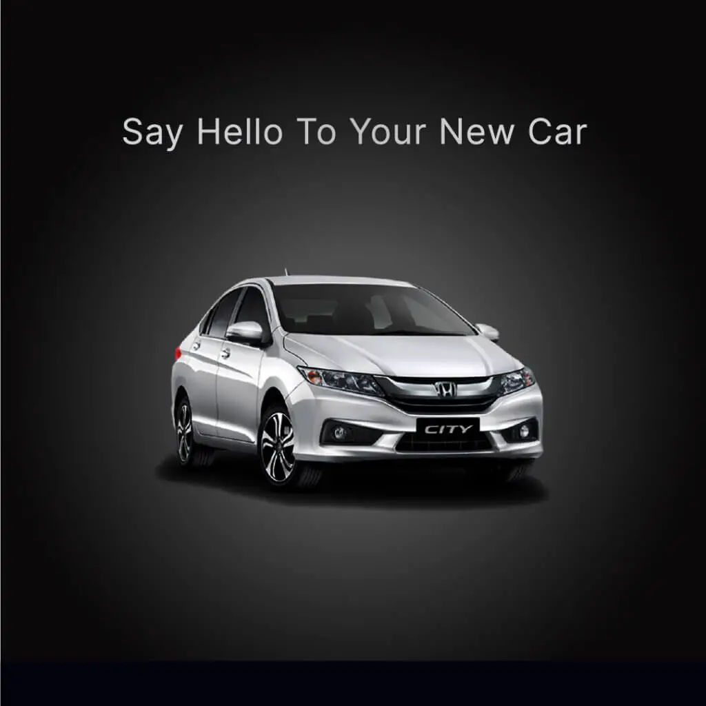 Honda City Luxury ad with black background