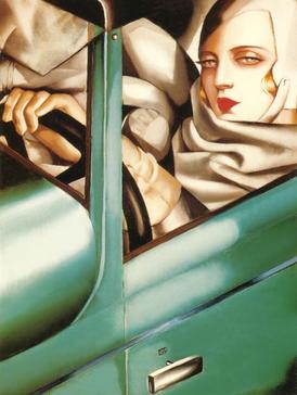 Autoportrait (Self-Portrait in a Green Bugatti) by Tamara (1928)