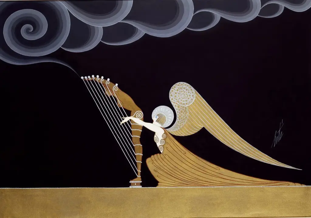 Romain de Tirtoff (Erté), Angel harpist for Blues, 1926